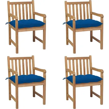 vidaXL Zahradní židle 4 ks podušky masivní teak [3073019] Barva: Modrá