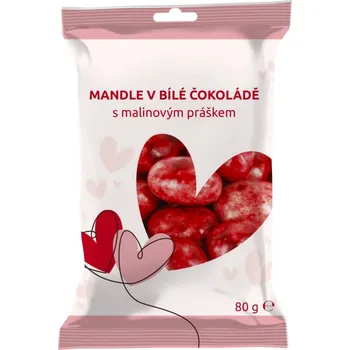 BENU Mandle v bílé čokoládě s malinovým práškem 80g