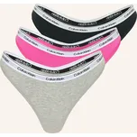 Calvin Klein 3ks Balení Tanga Icon Logo, růžová / šedá / černá