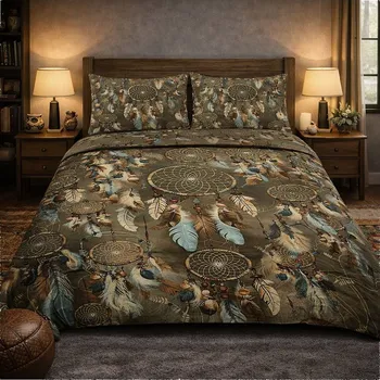 Povlečení 2-dílné ložní povlečení - Lapače snů na zelené