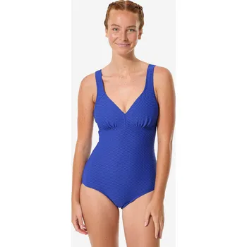 Dámské plavky DECATHLON Dámské jednodílné plavky s vaflovou strukturou Rosy 40 MODRÁ