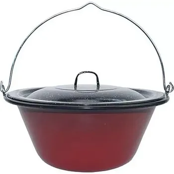 Outdoor vaření Gulášový červený kotlík smaltovaný s poklicí 14 l s klasickým madlem