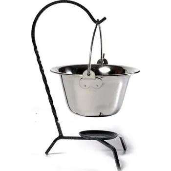 Outdoor vaření Servírovací gulášový kotlík na stojánku nerezový set