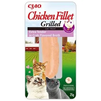 Pamlsek pro kočku Churu Cat Chicken Fillet Extra in Crab Flav.Broth 25g