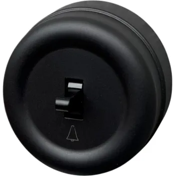 vypínač LOFT Tlačítko se symbolem zvonku černá plast kulaté H3-R111M/B