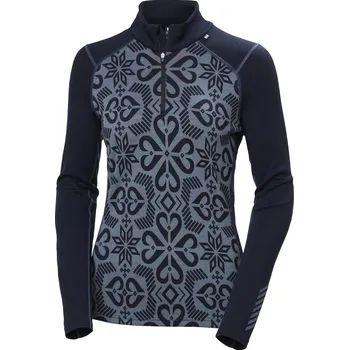 Dámské tričko Dámské funkční triko Helly Hansen W Lifa Merino Midw Gra 1/2 Zip Velikost: S / Barva: černá/šedá