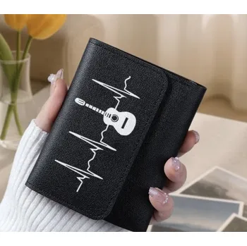 Malá černá peněženka s potiskem kytary