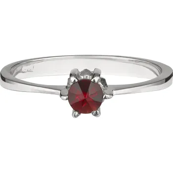 Prsten Stříbrný prsten s českým granátem, rhodiovaný Velikost: 51