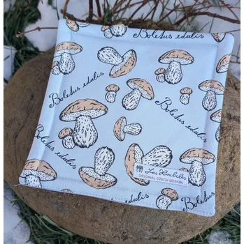 Kuchyňská zástěra Chňapka "Hříbky" - modrá