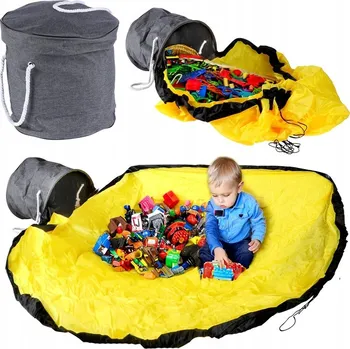 Úložný box KOŠ NA HRAČKY S PODLOŽKA NA HRANÍ 2V1 PYTEL NA KOSTKY ORGANIZÉR SKLÁDACÍ