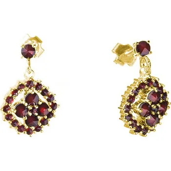 Náušnice Stříbrné náušnice s českým granátem, zlacené - čtverec Zapínání: klapka