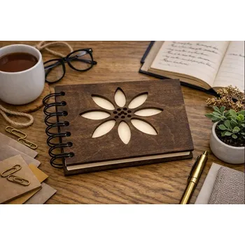 desky na sešit Dary dřeva Dřevěný zápisník s gravírováním – originální dárek z přírodního dřeva Velikost: A6
