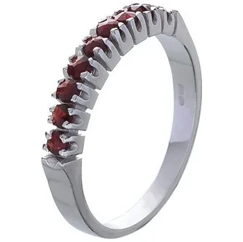 Prsten Stříbrný prsten s českým granátem, rhodiovaný - linka Velikost: 56