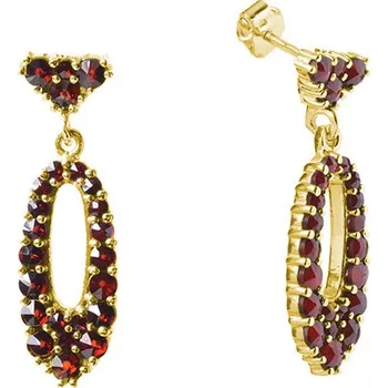 Náušnice Stříbrné náušnice s českým granátem, zlacené - ovál Zapínání: balónek