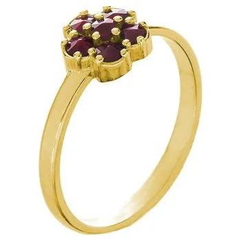 Prsten Stříbrný prsten s českým granátem, zlacený - květina Velikost: 56