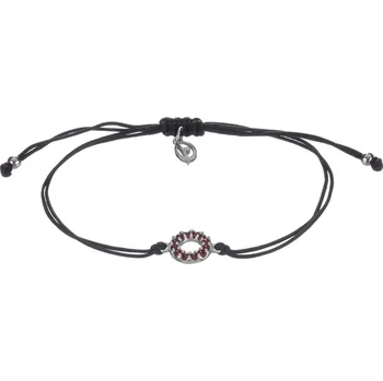 Náramek Stříbrný náramek Shamballa s českým granátem, rhodiovaný - kruh