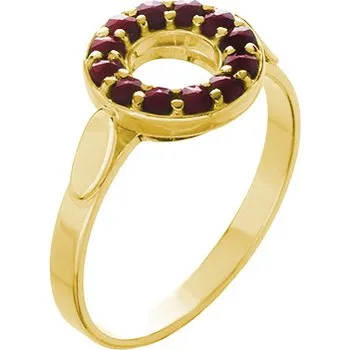 Prsten Stříbrný prsten s českým granátem, zlacený - kruh Velikost: 54