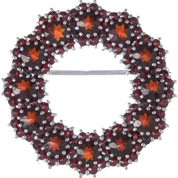 Brož Stříbrná brož s českým granátem, rhodiovaná - kruh