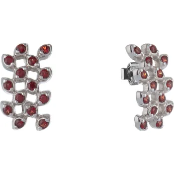 Náušnice Stříbrné náušnice s českým granátem, rhodiované - lístek Zapínání: klapka