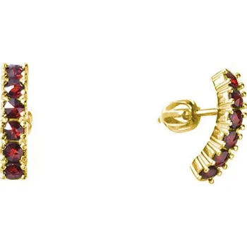 Náušnice Stříbrné náušnice s českým granátem, zlacené - linka Zapínání: puzeta