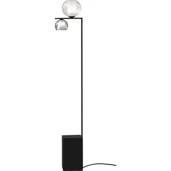Stojací lampa Sikrea Stojací lampa EMY, 1xE27, 1xE14, v.165cm Barva skla: Transparentní, Barva montury: Černá