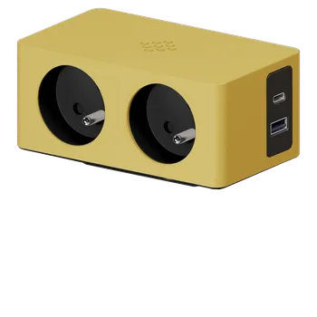 Elektrická zásuvka ASA 06037E00092 VERSAQ Stolní zásuvková jednotka, 2x zásuvka, 1x nabíječka USB A+C, kabel 0,5 m s GST, žlutá