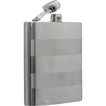 Placatka ČÍNA Likérka placatka 9oz. (266ml) pruhy nerez