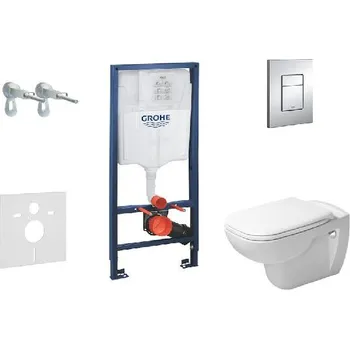 WC sada Grohe Rapid SL - Set předstěnové instalace, klozetu a sedátka D-Code, Rimless, SoftClose, tlačítka Skate Cosmo, chrom 38528SET-KK