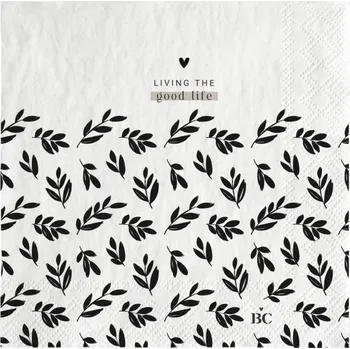 Papírový ubrousek Bastion Collections Papírové ubrousky S - LEAFS GOOD LIFE, 12,5x12,5cm b420101