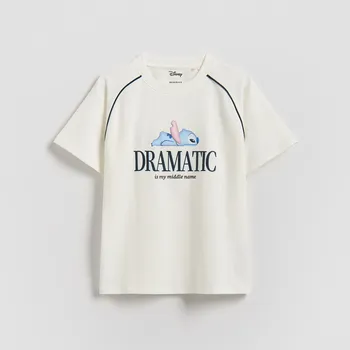 Dívčí oblečení Reserved - Triko Lilo a Stitch - krémová - 040HU-01X - 040HU-01X-122