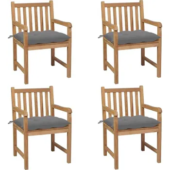 vidaXL Zahradní židle 4 ks podušky masivní teak [3073019] Barva: Šedá