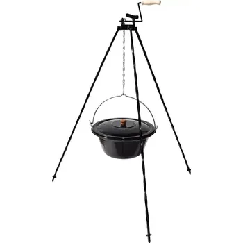 kotlíky Set trojnožka 1,25 m s kladkou a kotlík s poklicí smalt 13 l