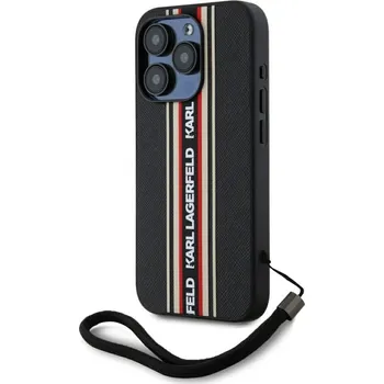 Pouzdro na mobilní telefon Karl Lagerfeld - Šňůra Saffiano Athleisure Stripes (KLHCP15LPAMSCNSR) - iPhone 15 Pro - červená