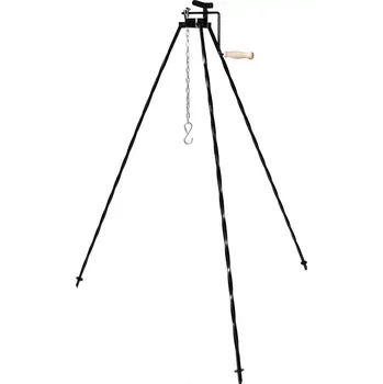 Outdoor vaření Trojnožka ocelová 1,25 m černá s kladkou