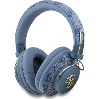 Sluchátka Guess - Bezdrátová sluchátka 4G Metal Logo (GUBHS72P4FC4MB) - Bluetooth 5.3, ENC, USB-C, Eco-Leather, On-ear, 300mAh - modrá