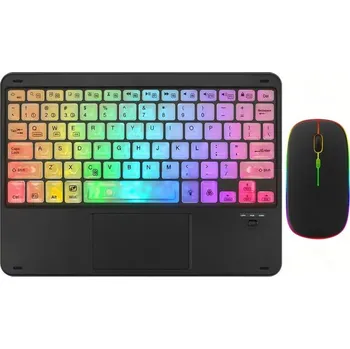 Sada bezdrátové podsvícené klávesnice s touchpadem a bezdrátové myši - černá