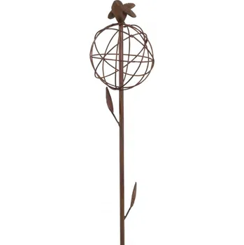 Zahradní dekorace Kovový zápich hnědá koule 104,5 cm