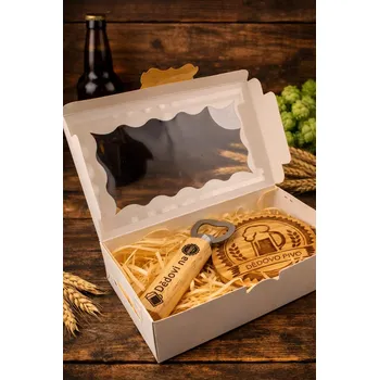 Otvírák Dary dřeva Dřevěný pivní set s gravírováním – pro dědečka