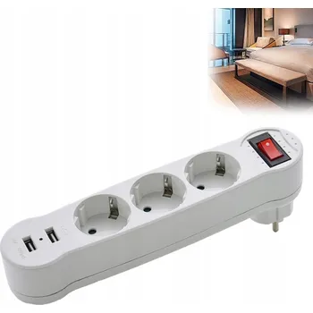 Elektrická zásuvka Elektrická Zásuvka rozbočka Aigostar bílá s uzemněním rozdvojka