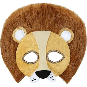 Karnevalová maska Plyšová škraboška Lev hnědá