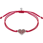Shamballa EXPO 2025, stříbrný náramek s českým granátem, rhodiovaný - srdce