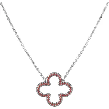 Náhrdelník Stříbrný náhrdelník s českým granátem, rhodiovaný