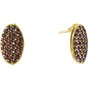 Náušnice Stříbrné náušnice s českým granátem, zlacené - ovál Zapínání: puzeta
