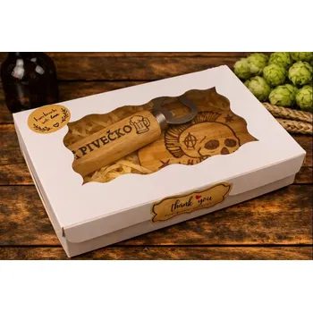 Otvírák Dary dřeva Pivní set ze dřeva – otvírák a podtácek s vlastním textem