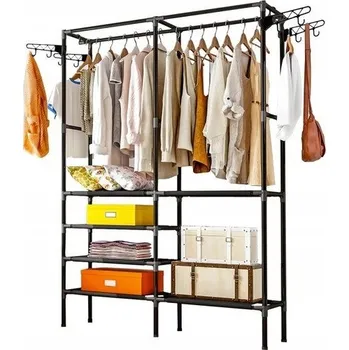 Věšák Stojanový věšák na oblečení RUHHY kovový do předsíně, podlahový, velký XXL