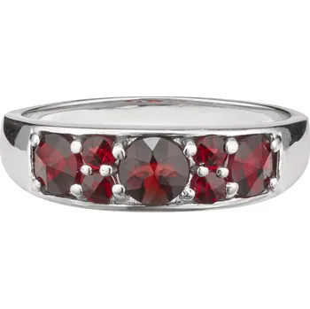 Prsten Stříbrný prsten s českým granátem, rhodiovaný - linka Velikost: 61