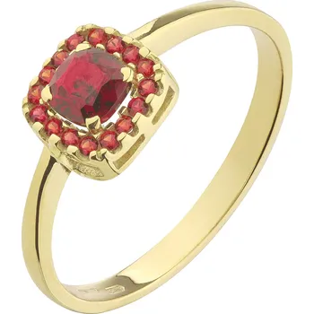 Prsten Zlatý prsten s českým granátem - čtverec Velikost: 59