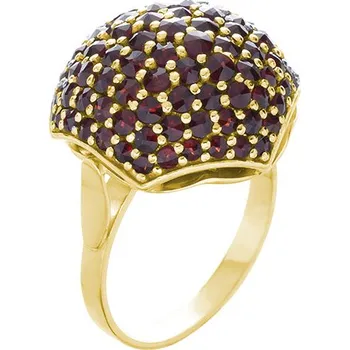 Prsten Stříbrný prsten s českým granátem, zlacený - malina Velikost: 58