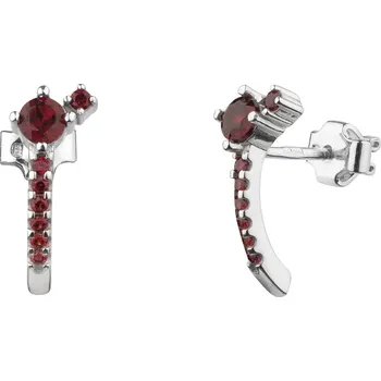 Náušnice Stříbrné náušnice s českým granátem, rhodiované - linka Zapínání: puzeta