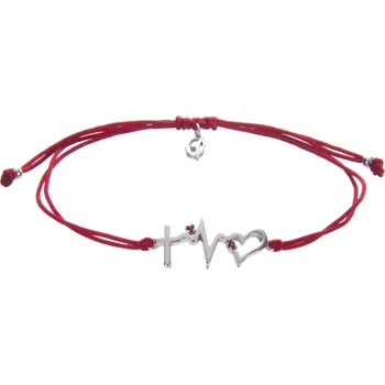 Náramek Stříbrný náramek Shamballa s českým granátem, rhodiovaný